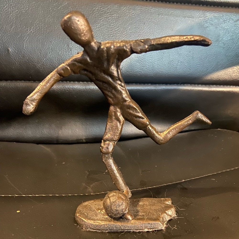 Soccer Player Figurine Vintage Small Bronze